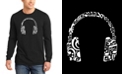 LA Pop Art Men's Music Note Headphones Word Art Long Sleeve T-shirt